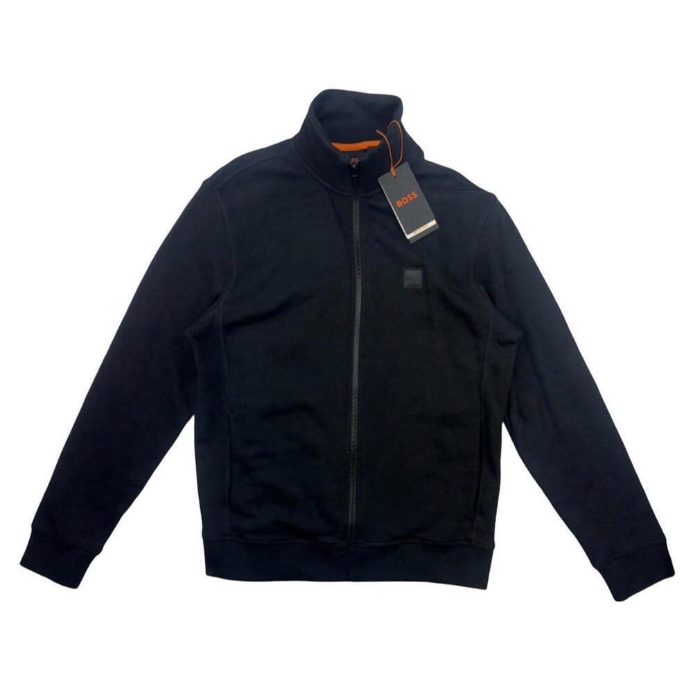 Hugo Boss Zestart Jersey Cotton Zip Logo Sweatshirt Jacket Black Size M